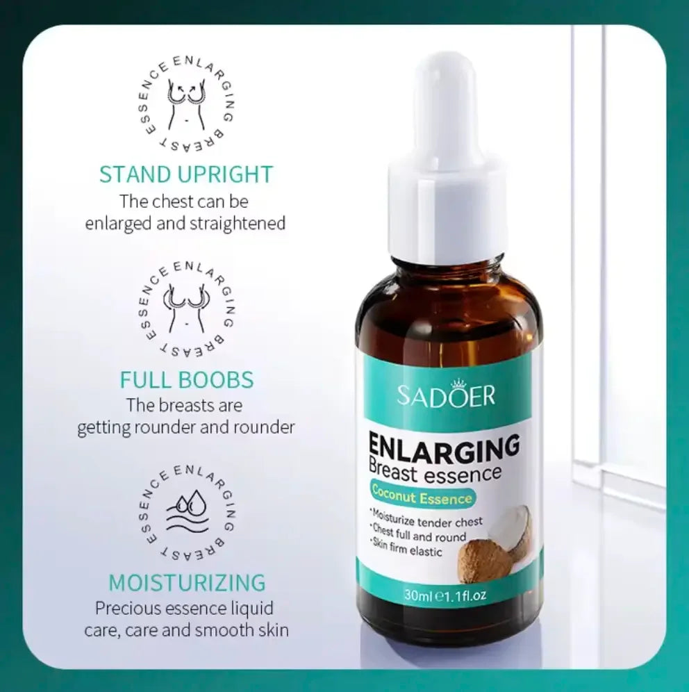 SADOER Enlarging Breast Essence bottle with coconut essence, moisturizing and firming benefits